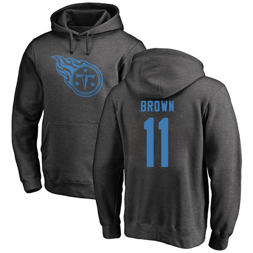 Tennessee Titans Men Ash A.J. Brown One Color NFL Football #11 Pullover Hoodie Sweatshirts